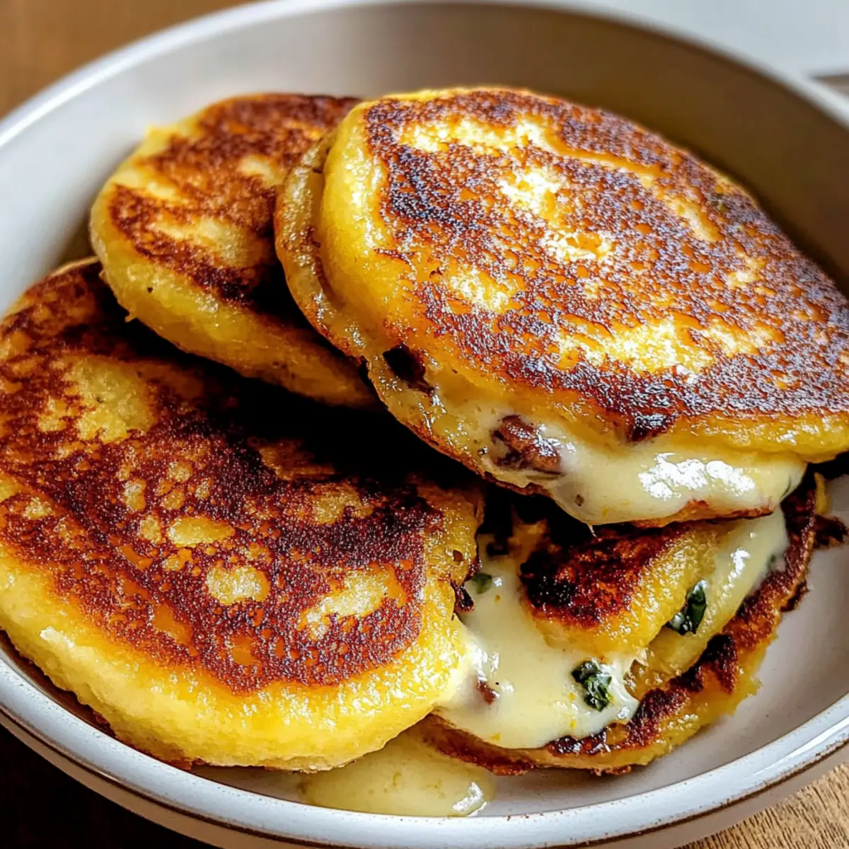 Venezolanische Süßmaiskekse mit schmelzendem Käse