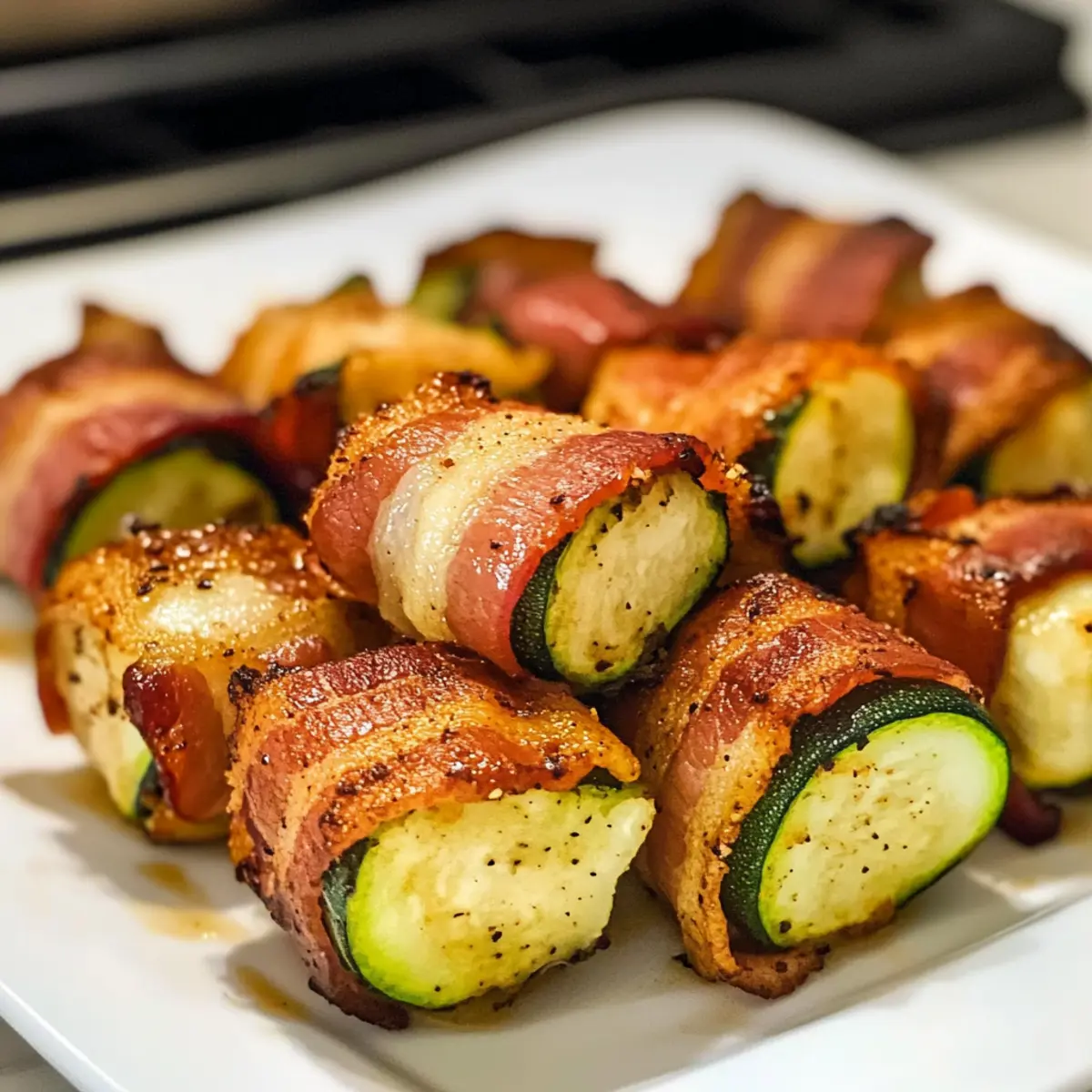 Bacon-Umwickelte Zucchini-Bissen für den kleinen Hunger