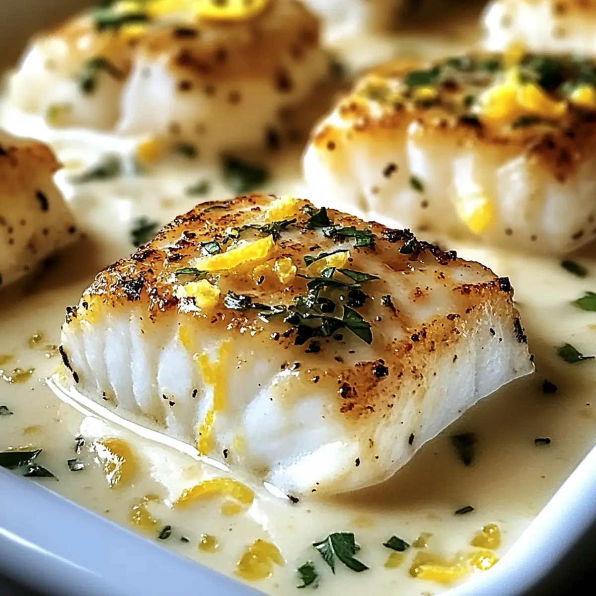 Überbackener Kabeljau in Kokos-Zitronen-Cremesauce