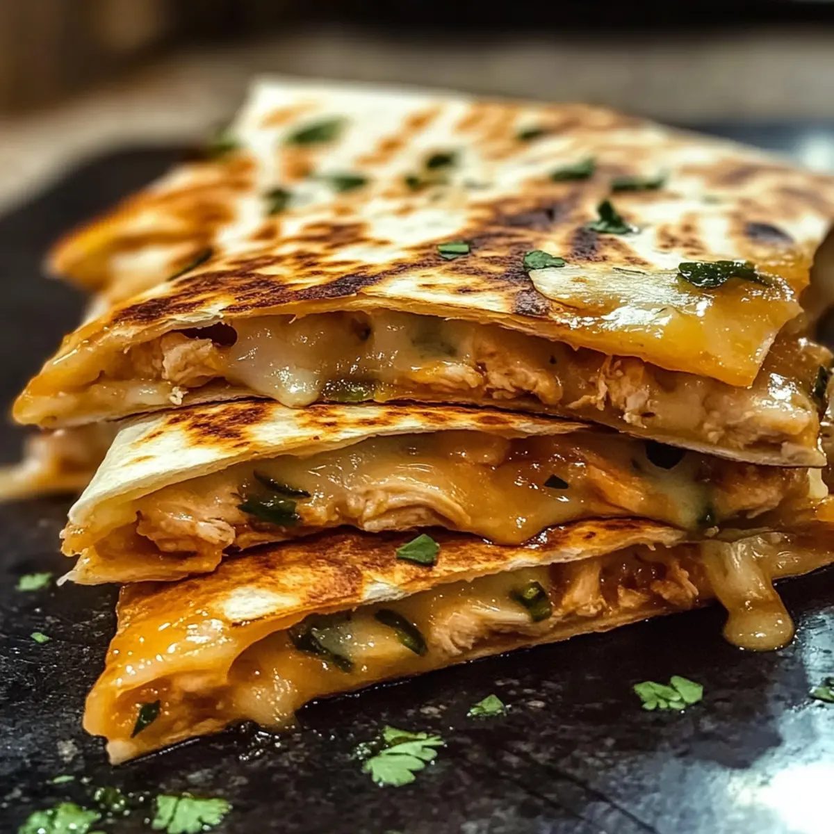 Käse Hot Honey Hähnchen Quesadillas schnell zubereitet