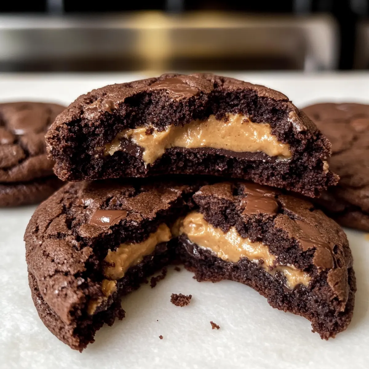 Schokoladen-Erdnussbutter gefüllte Kekse lecker selbstgemacht