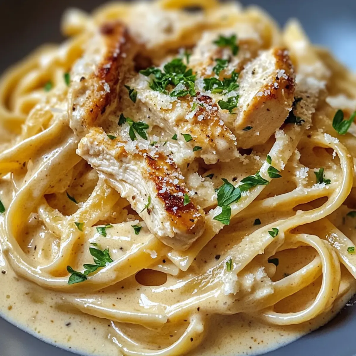 Cremige Hähnchen-Alfredo-Nudeln für schnelles Glück