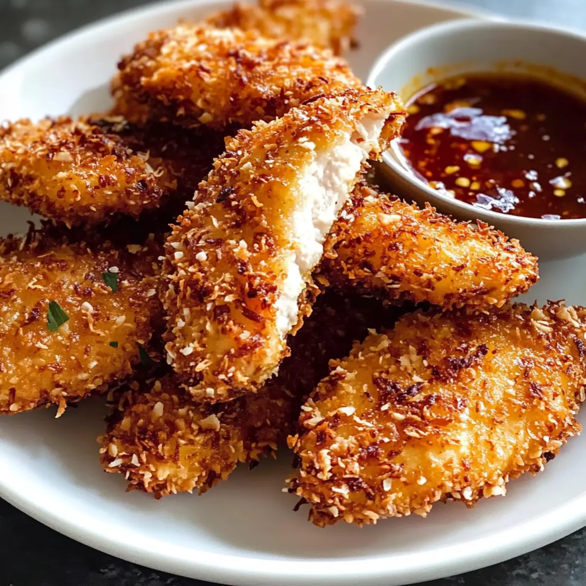 Knusprige Kokosnuss-Hühnchenstreifen für Kinder und Erwachsene