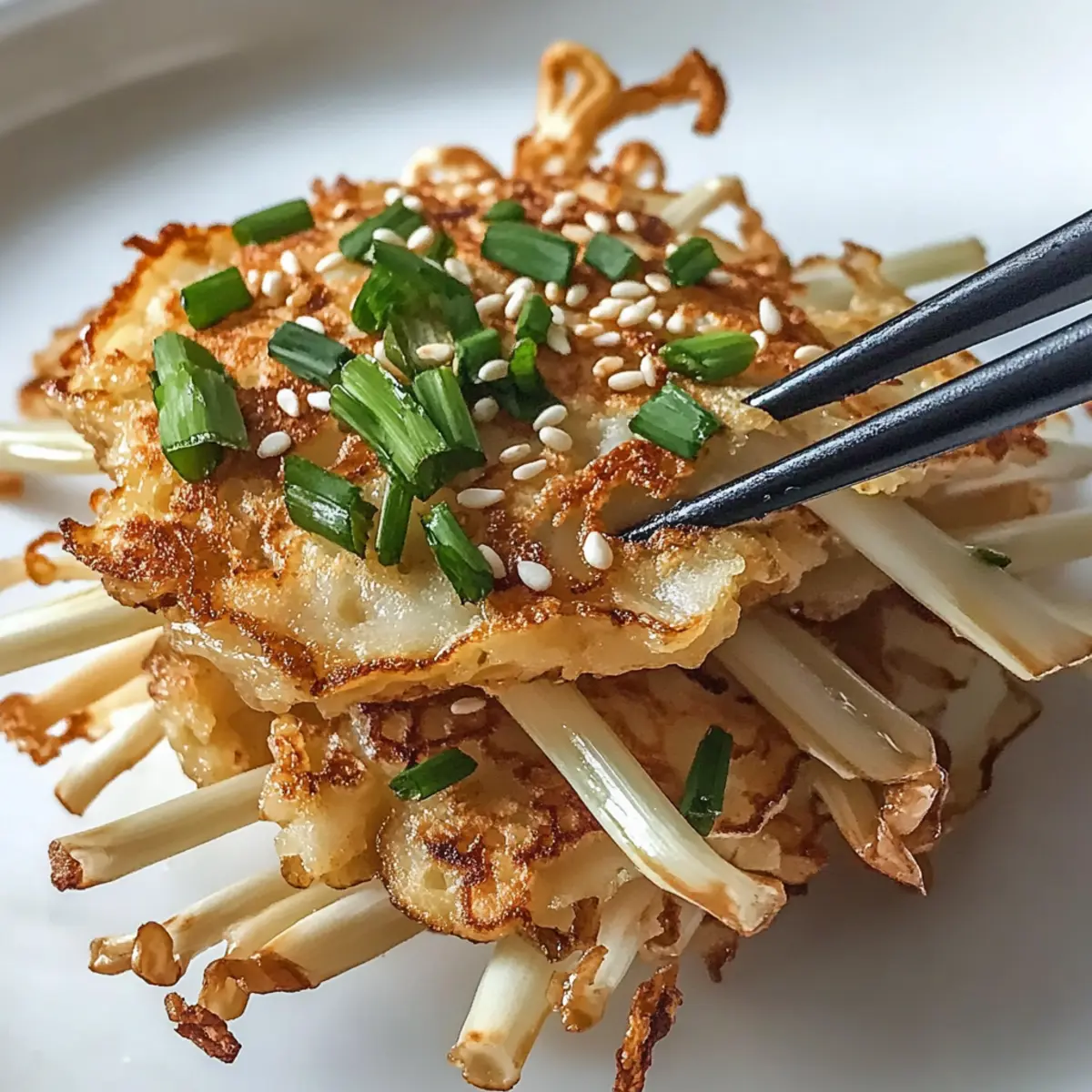 Crispy Enoki-Pfannkuchen für den perfekten Snack