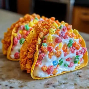 Fruity Pebbles Käsekuchen Tacos