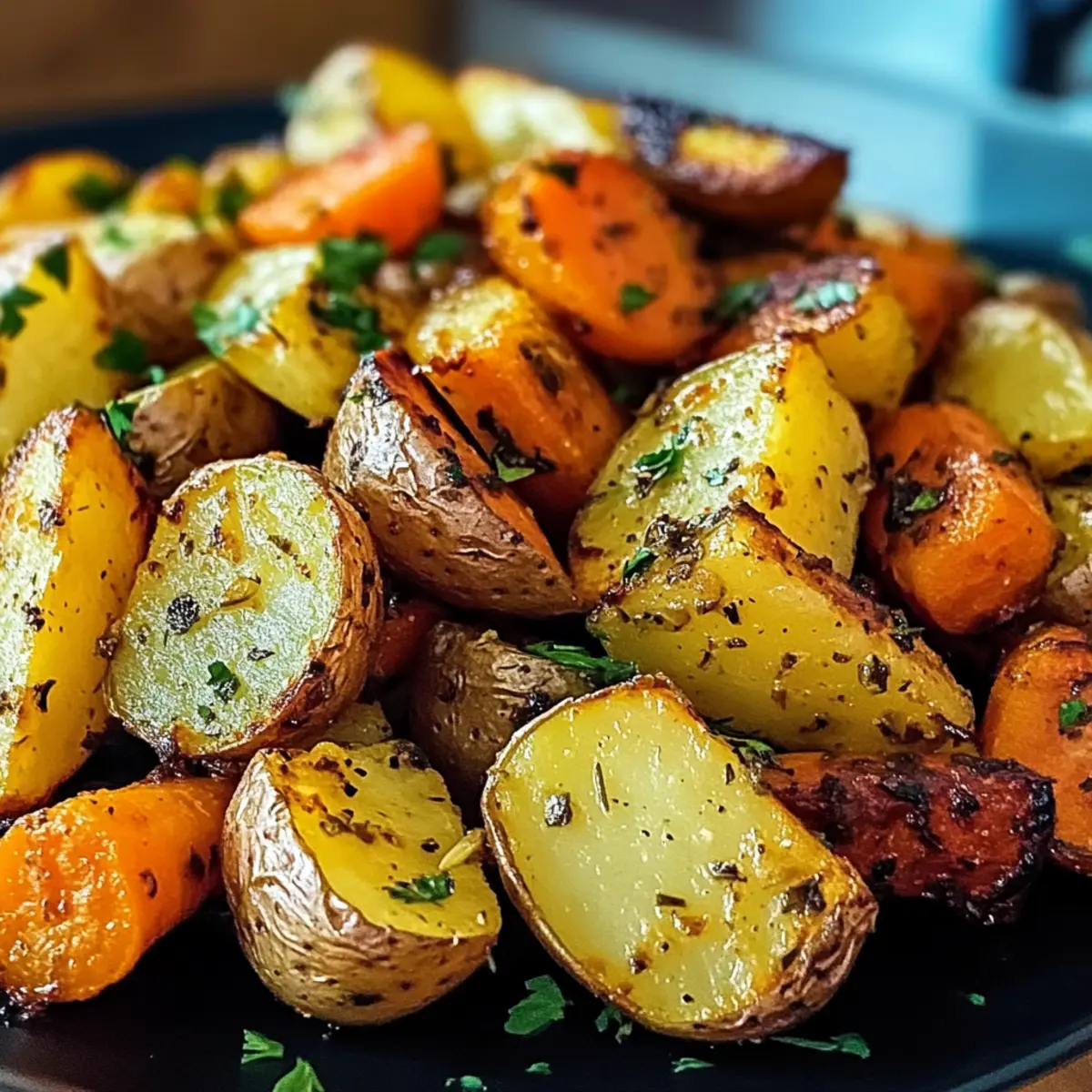 Knoblauch Kräuter Röstkartoffeln, Karotten und Zucchini Genießen