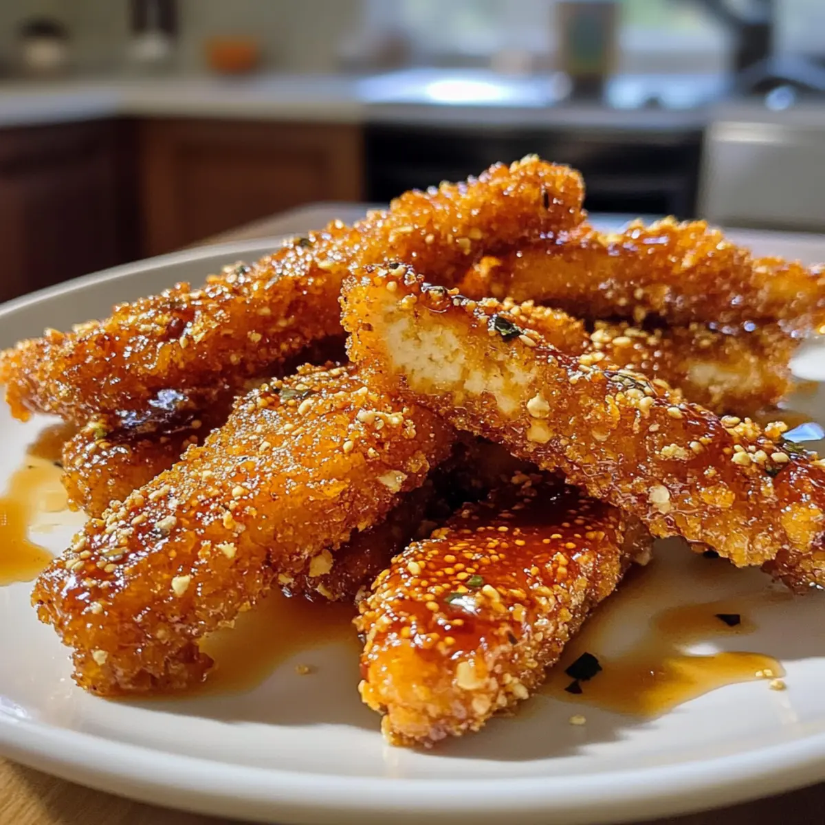 Krosse Honig-Senf-Tofu-Nuggets für jeden Hunger