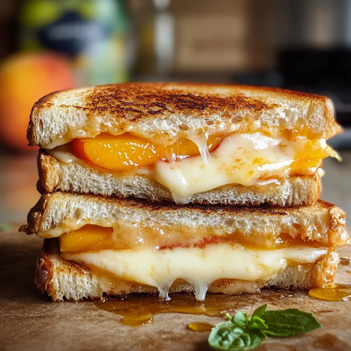 Honigpfirsich und Weißer Cheddar Gegrillter Käse genießen