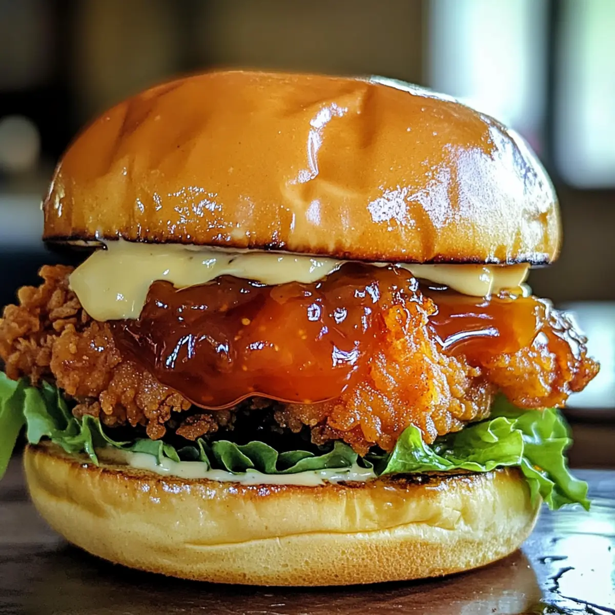 Jalapeno Honig Durchtränktes Knusprig Hähnchen Sandwich