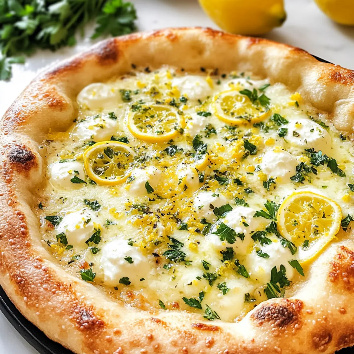 Frische Zitronenpizza für den Sommergenuss