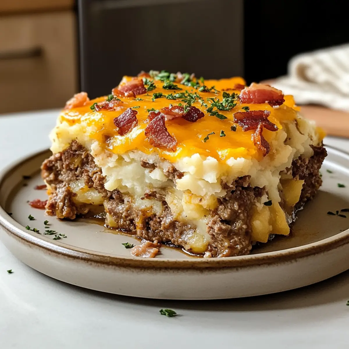 Beladene Kartoffel- und Hackbraten-Auflauf für Komfort