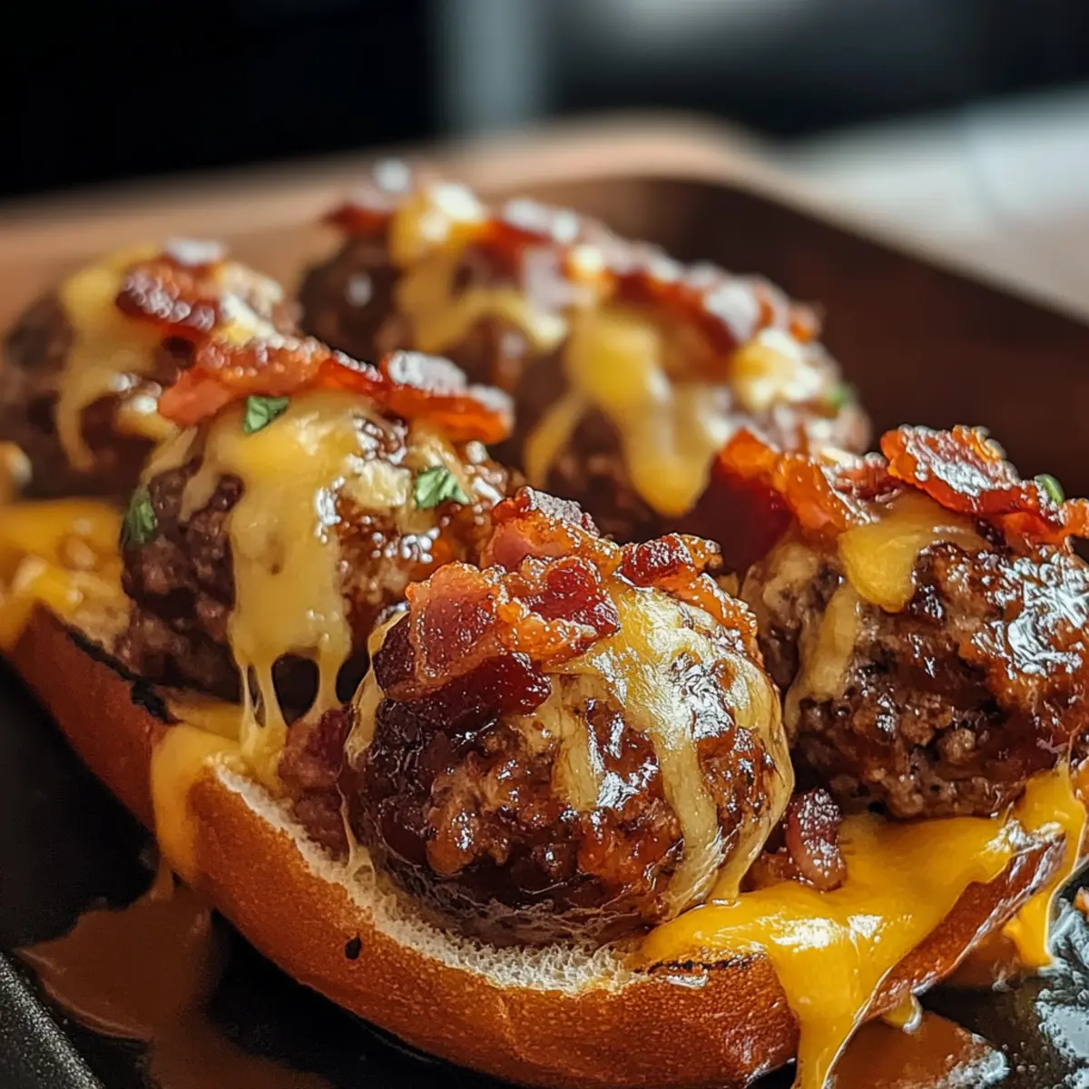 Sizzlender Bourbon BBQ Bacon Cheeseburger Fleischbällchen