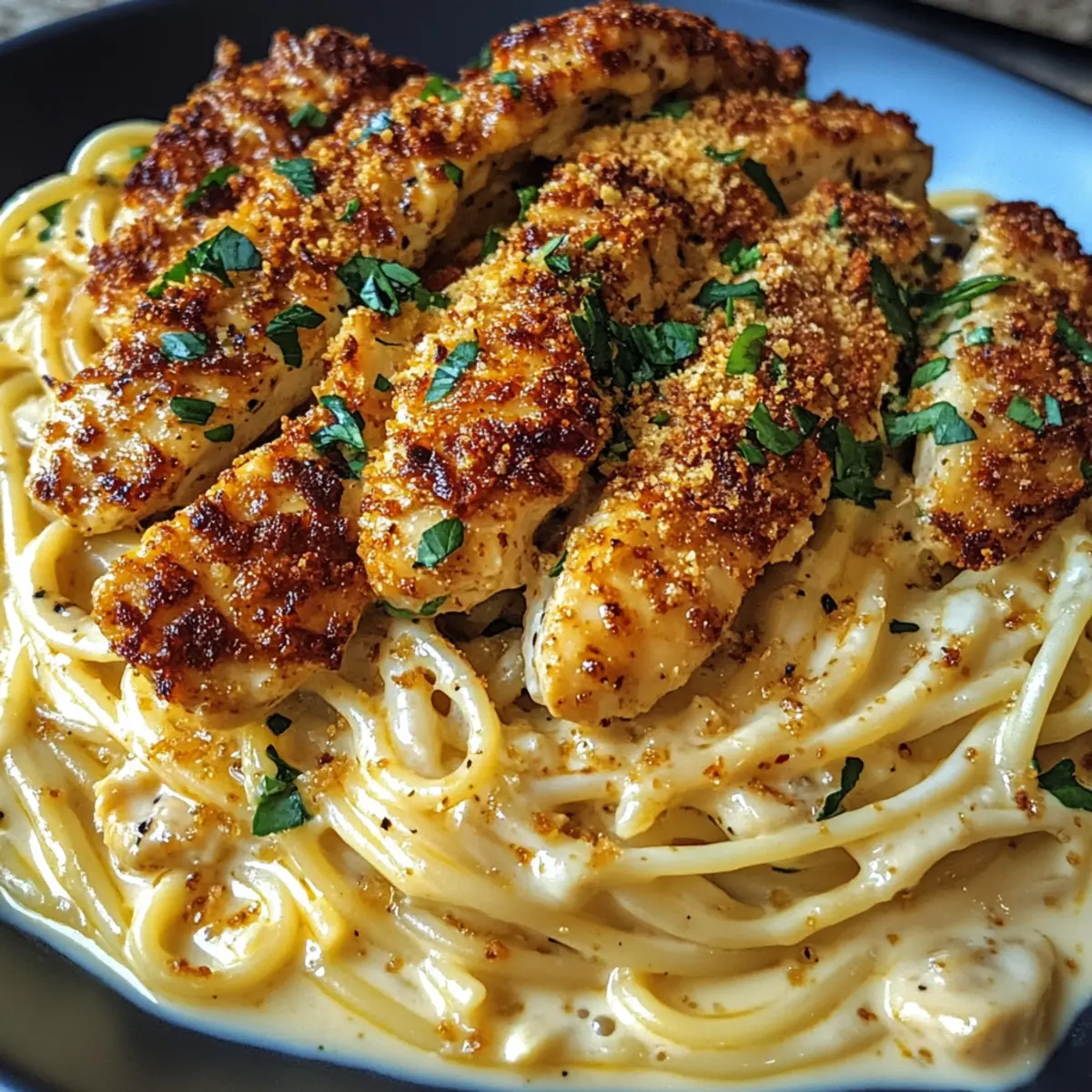 Würzige Cajun Drei-Käse Hühnchen Spaghetti für Genuss