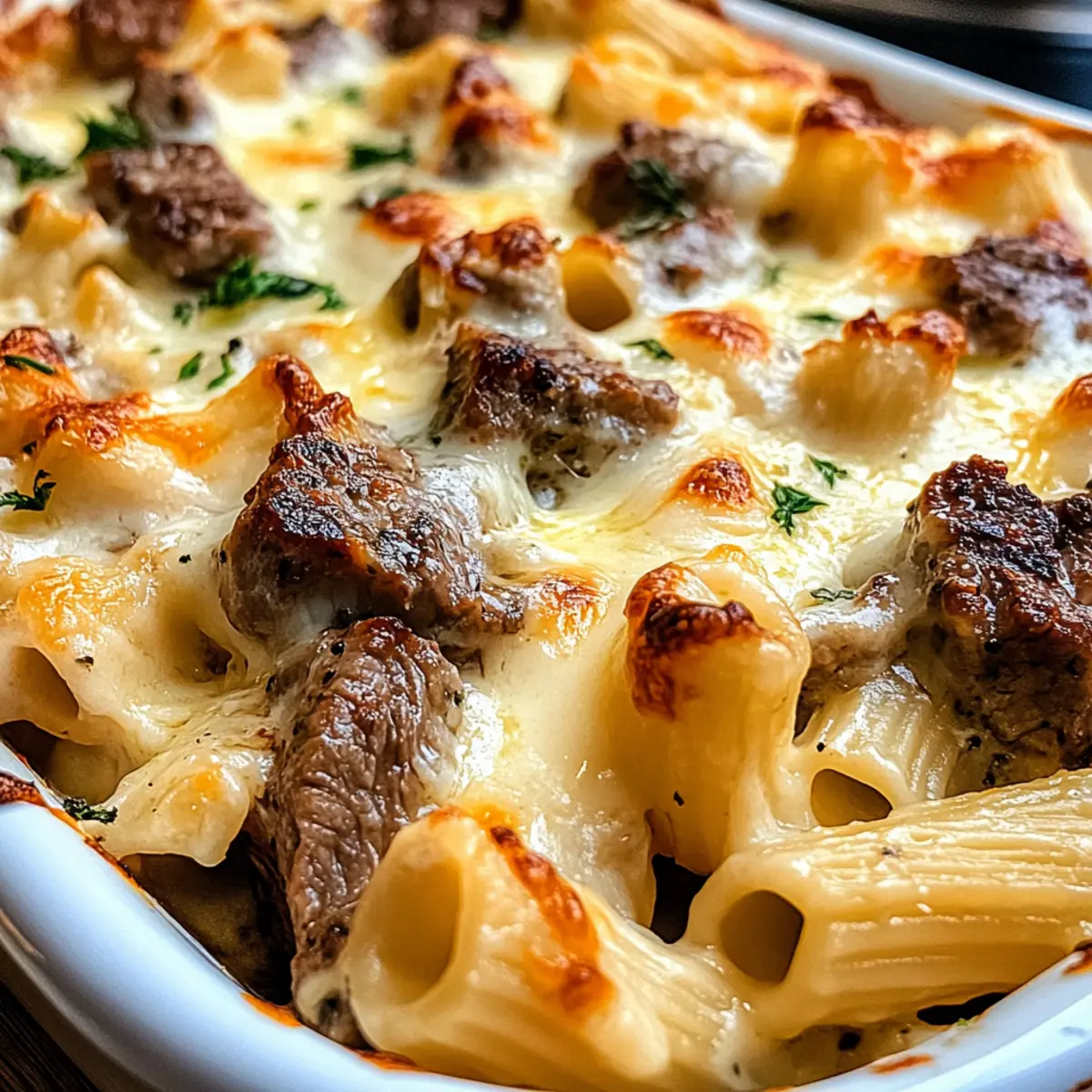 Steak & Trüffel Gouda Nudelauflauf für Genießer