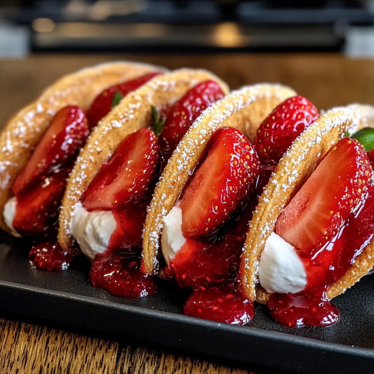 Erdbeer-Käsekuchen-Dessert-Tacos für den Sommer