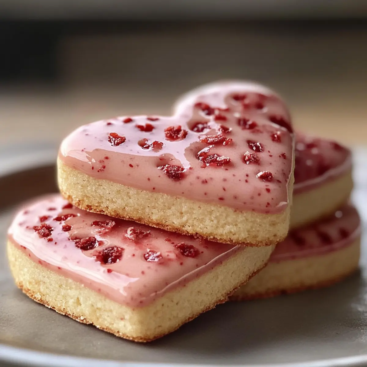 Erdbeer-Shortbread-Kekse in herzlicher Form