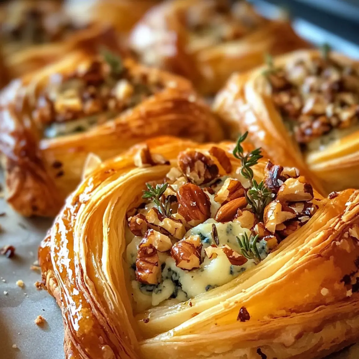 Blauschimmelkäse, Walnuss und Thymian Zupf-Teigschnecke