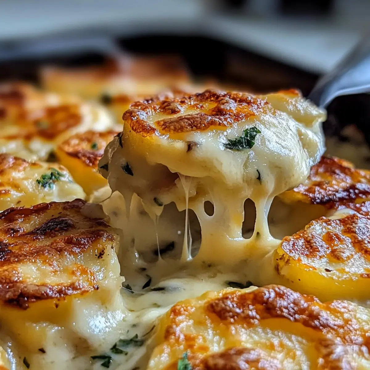 Käseüberbackene Kartoffeln ganz einfach zubereitet