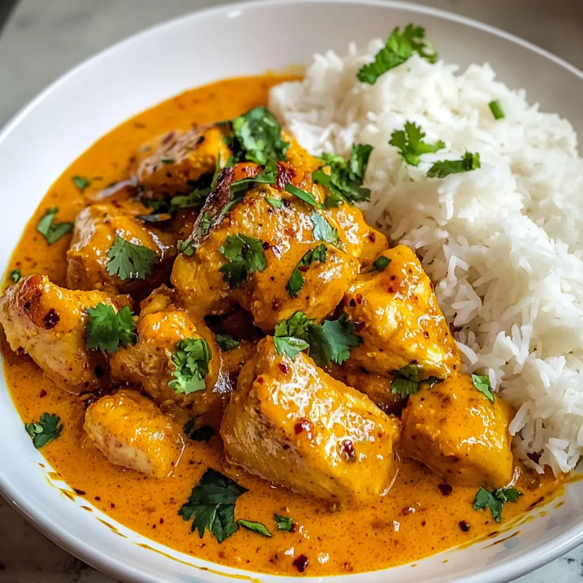 Cremige Butternusskürbis Butterhühnchen genießen