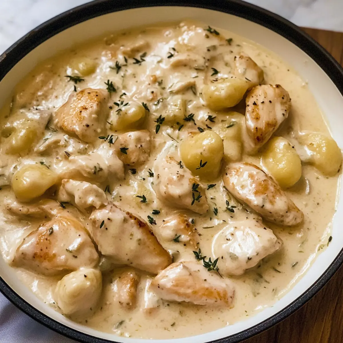 Cremige Knoblauch-Hühnchen-Gnocchi schnell zubereiten