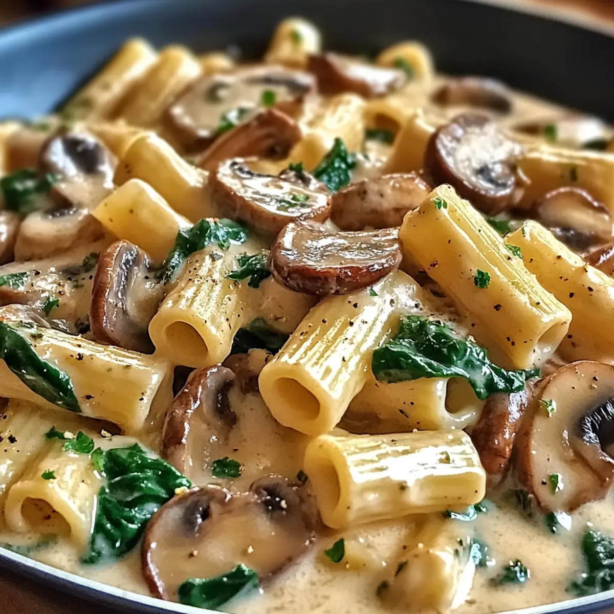 Cremige toskanische Pilz-Pasta-Pfanne ganz einfach