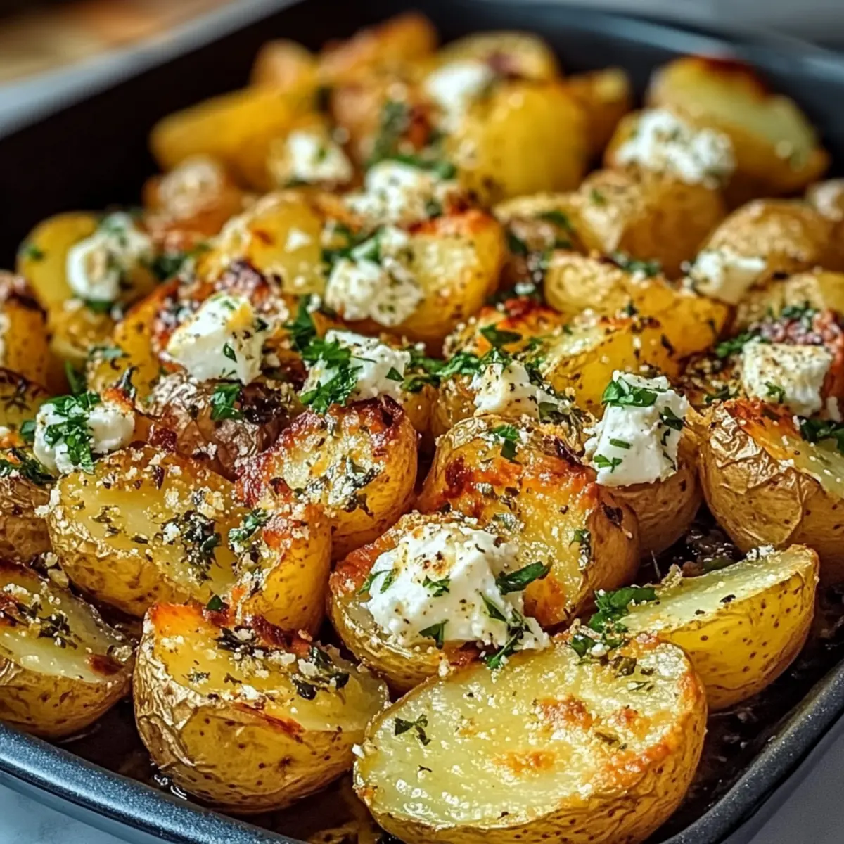 Knusprige griechische Feta-Kartoffeln für die Seele