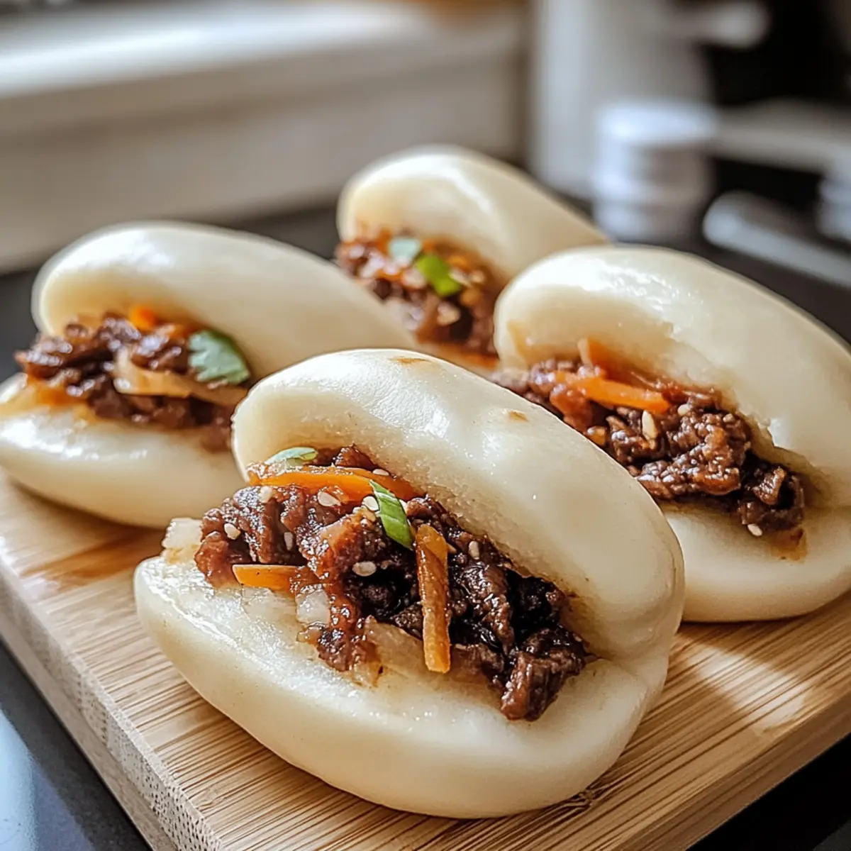 Fluffy Bao-Brötchen mit herzhaftem Rinderfleisch
