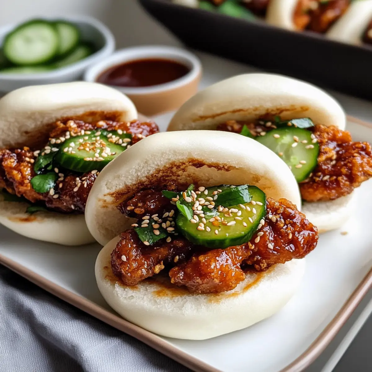 Koreanisches gebratenes Hühnchen Bao Brötchen zaubern
