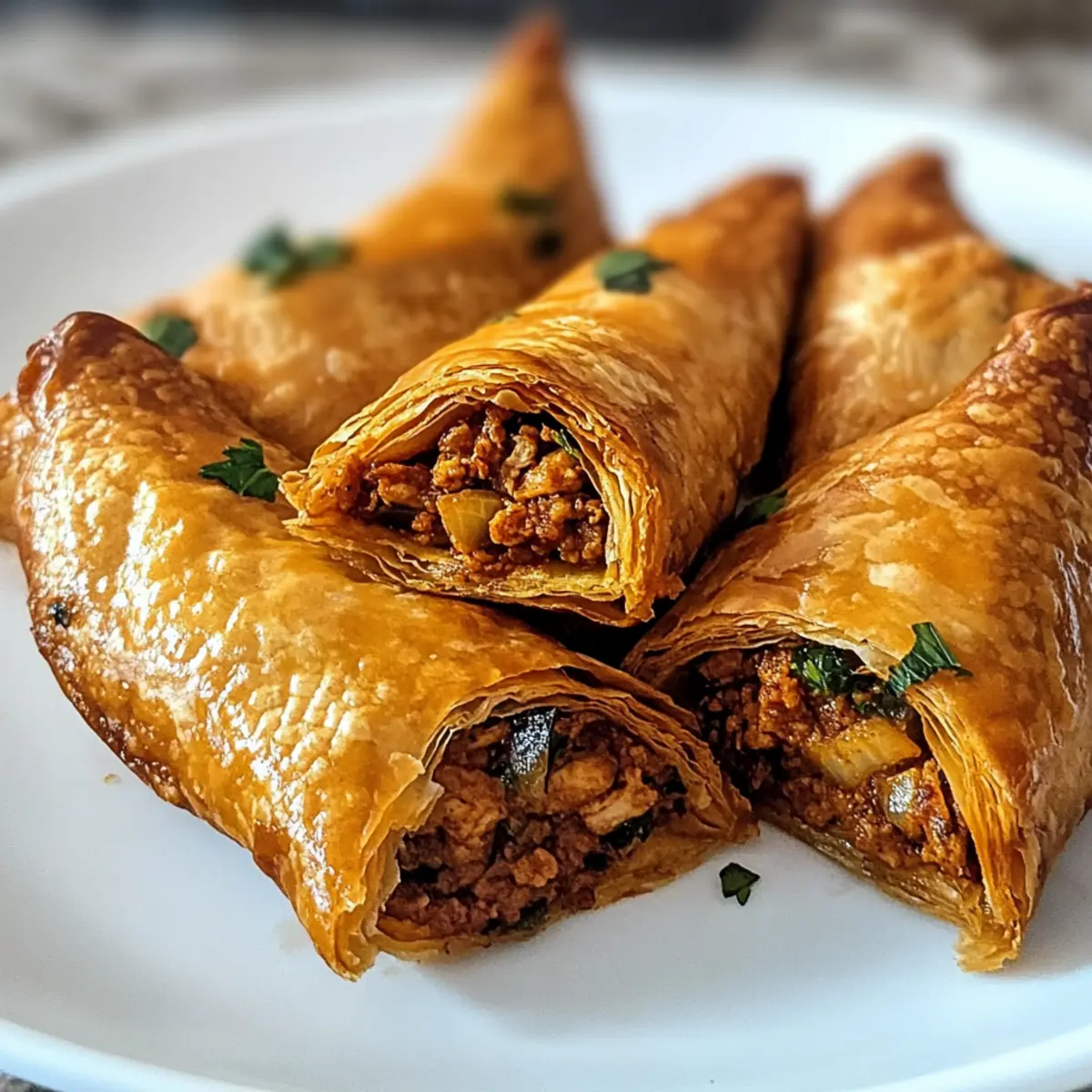 Marokkanische gewürzte Hähnchen-Briouats selber machen