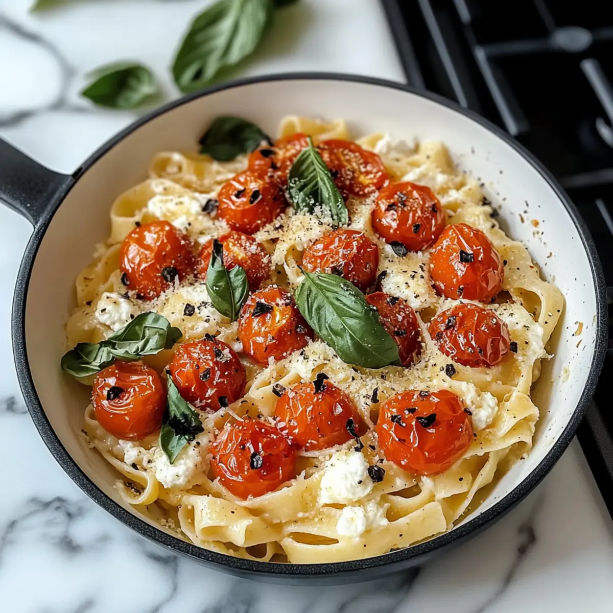 Geröstete Tomaten und Knoblauch Ricotta Pasta Genuss