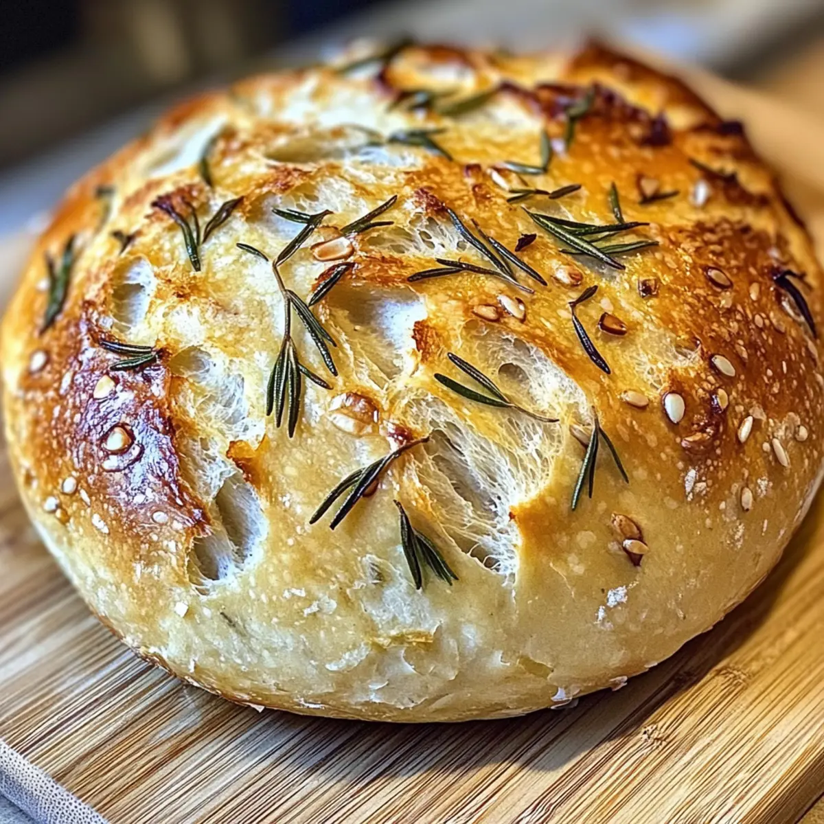 Rosmarin & Gerösteter Knoblauch Artisan Brot ohne Kneten