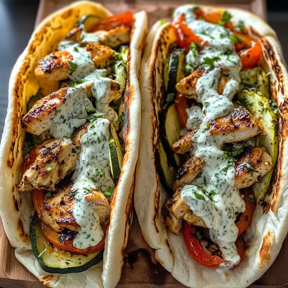 Blechpfannen-Hühnchen-Pitas mit Kräuter-Ranch einfach genießen