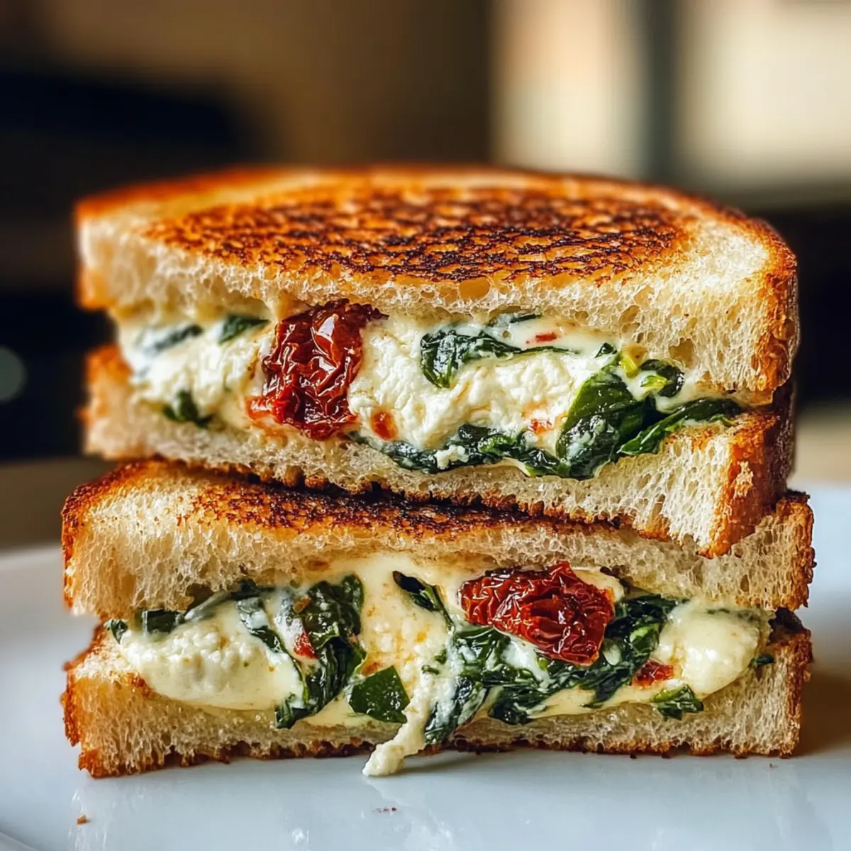 Sonnengetrocknete Tomaten Spinat Ricotta Gegrillter Käse