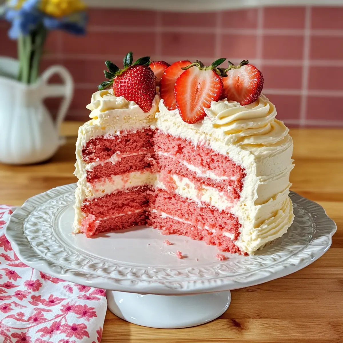 Dreischichtige Erdbeertorte für besondere Anlässe