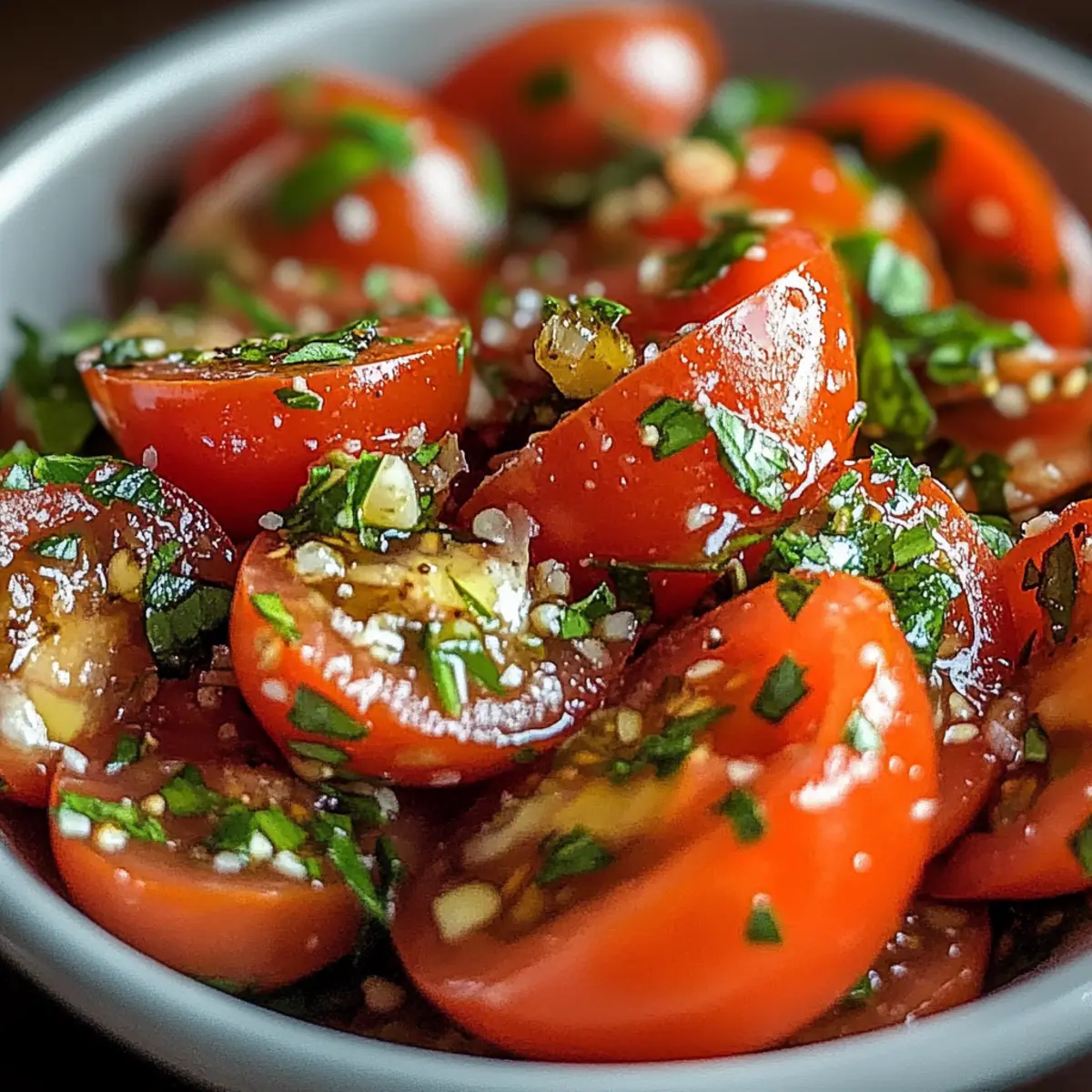 Frischer Tomaten Knoblauch Salat für den Sommer