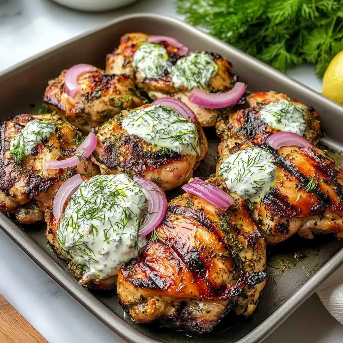 30-Minuten Mediterranes Gegrilltes Hähnchen mit Dillsoße