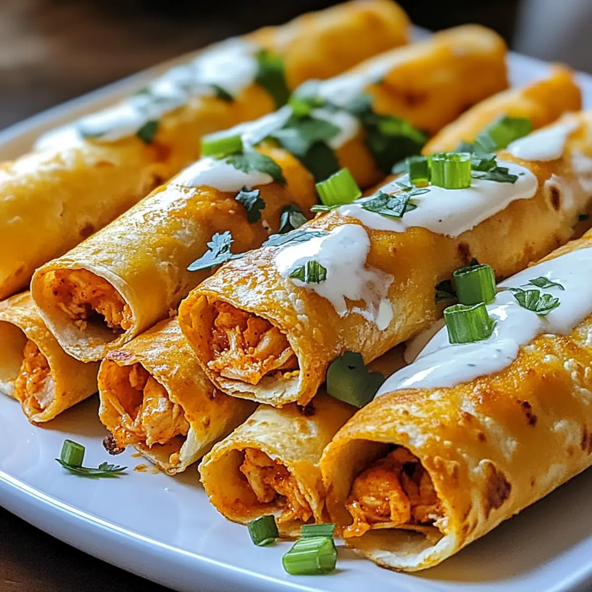 Gebratene Buffalo-Hühnchen-Taquitos für Partyspaß
