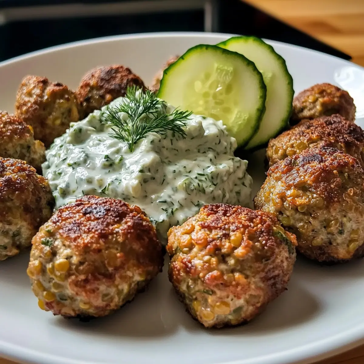 Gebackene griechische Linsenfrikadellen mit Tzatziki Rezept