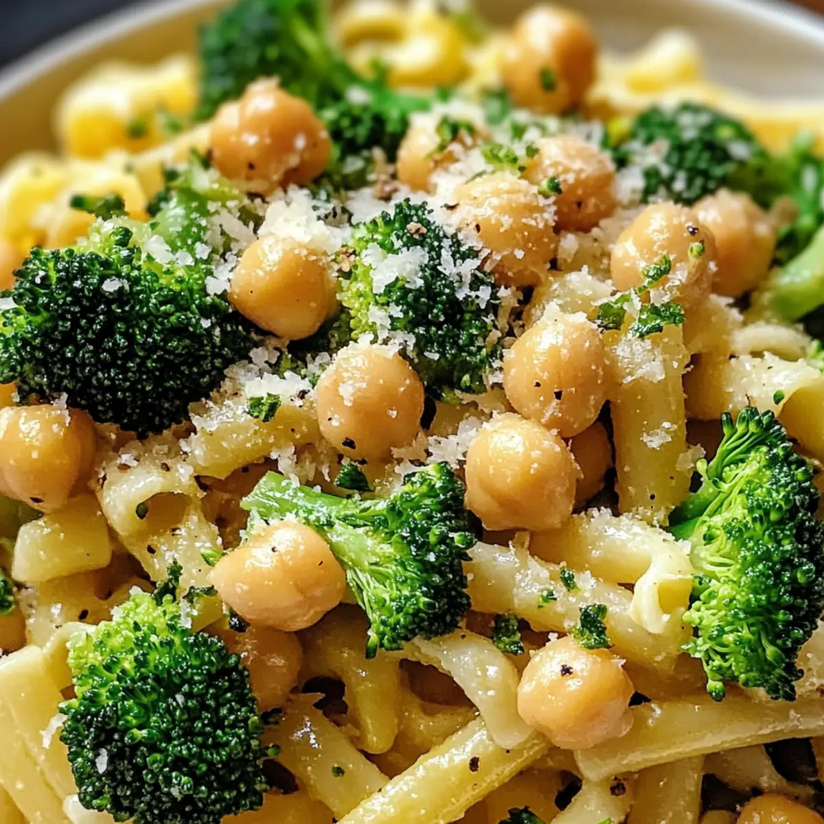 Brokkoli Kichererbsen Pasta mit Knoblauch Olivenöl