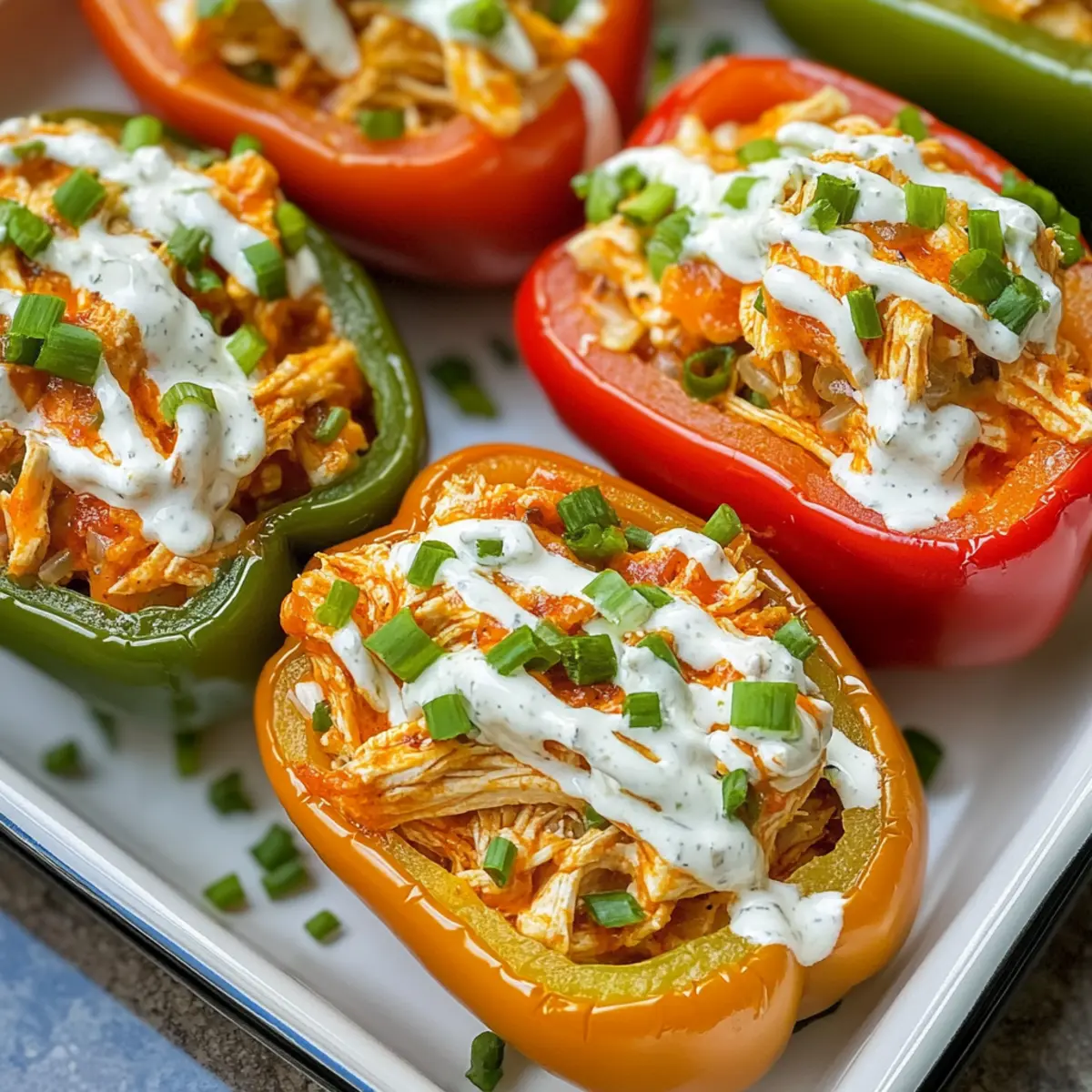 Buffalo-Hühnchen gefüllte Paprika leicht gemacht