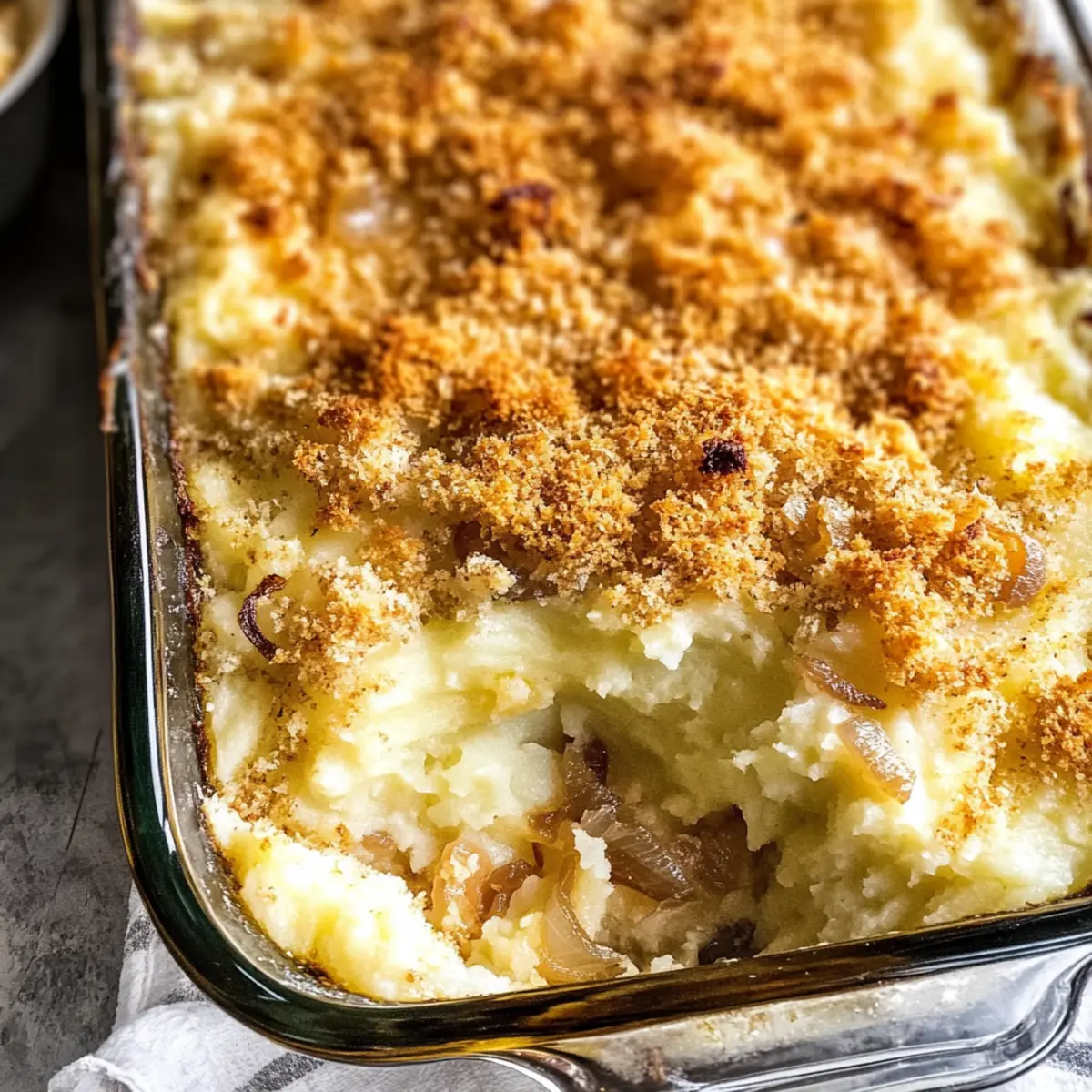 Käse-karamellisierte Zwiebel Kartoffelauflauf für Gemütlichkeit