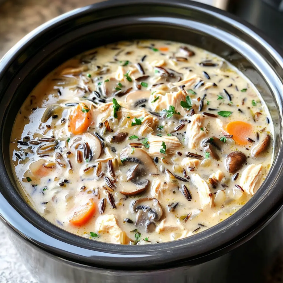 Hühnchen und Wildreis Suppe für gemütliche Abende