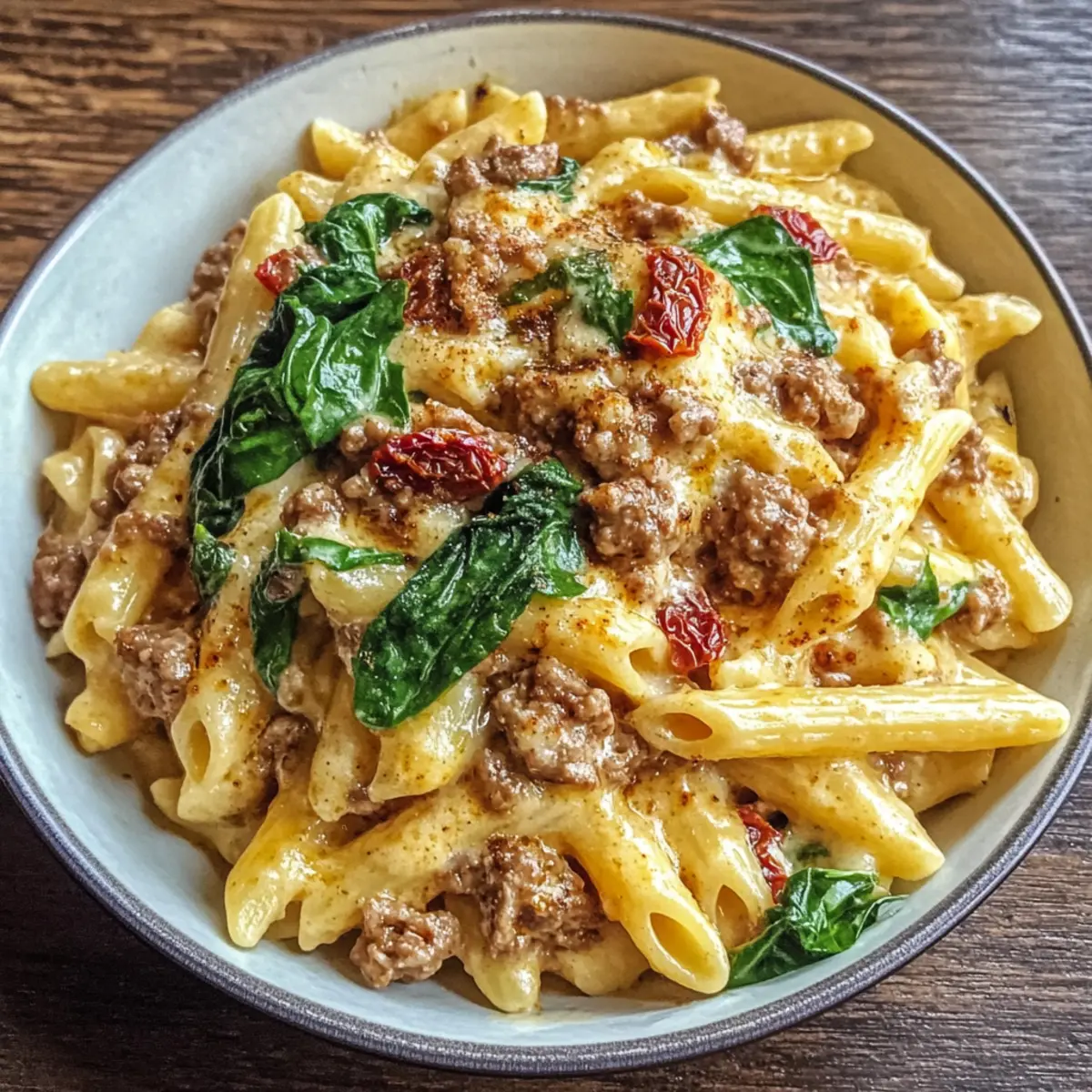 Cremige Ein-Topf-Toskanische Hackfleisch-Pasta Schnell und Einfach