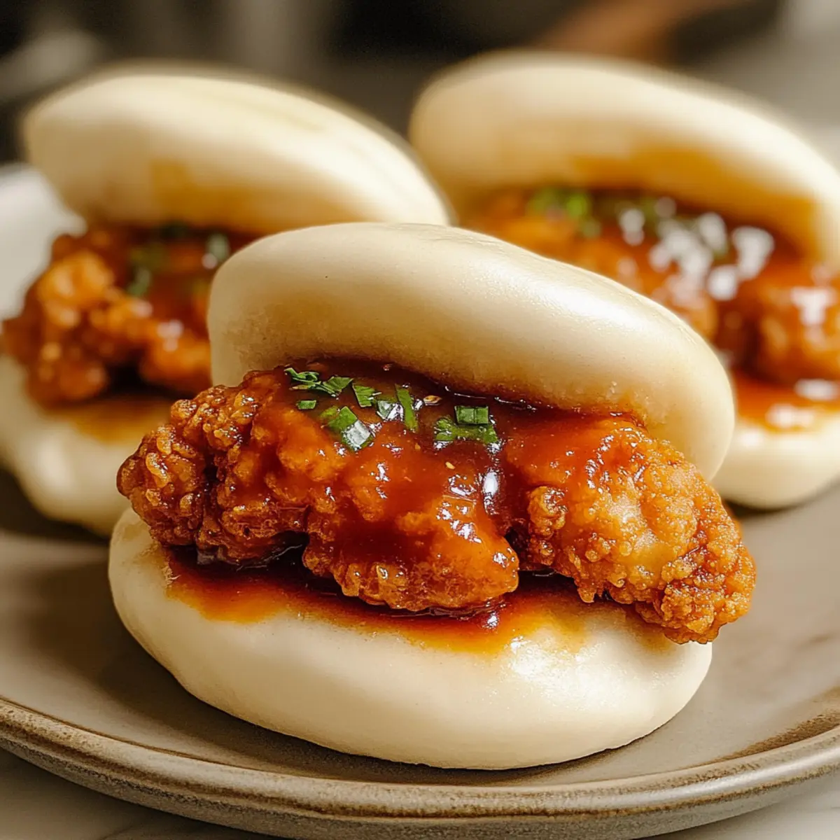 Krosse koreanische gebratene Hähnchen Bao-Brötchen