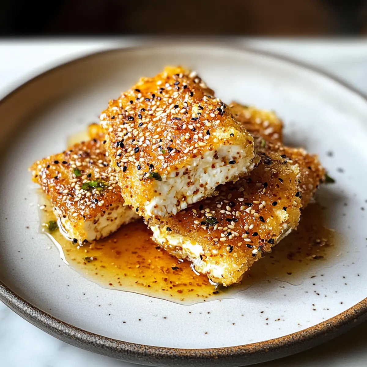 Frittierter Feta mit Sesam und scharfem Honig