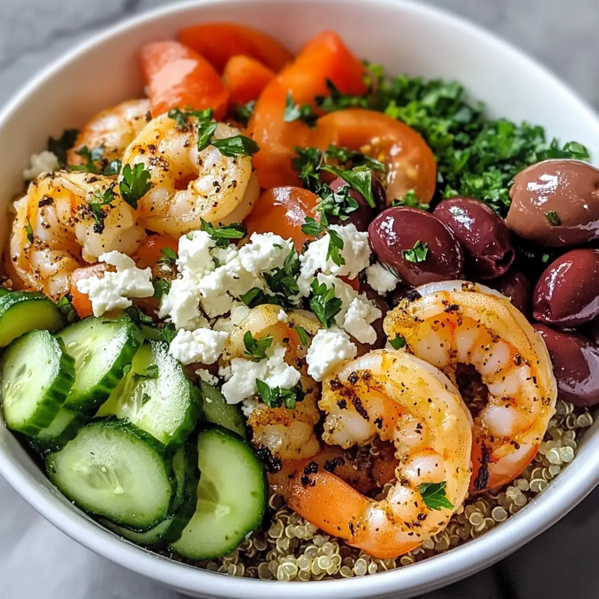 Griechische Garnelen Mediterrane Schüssel leicht gemacht