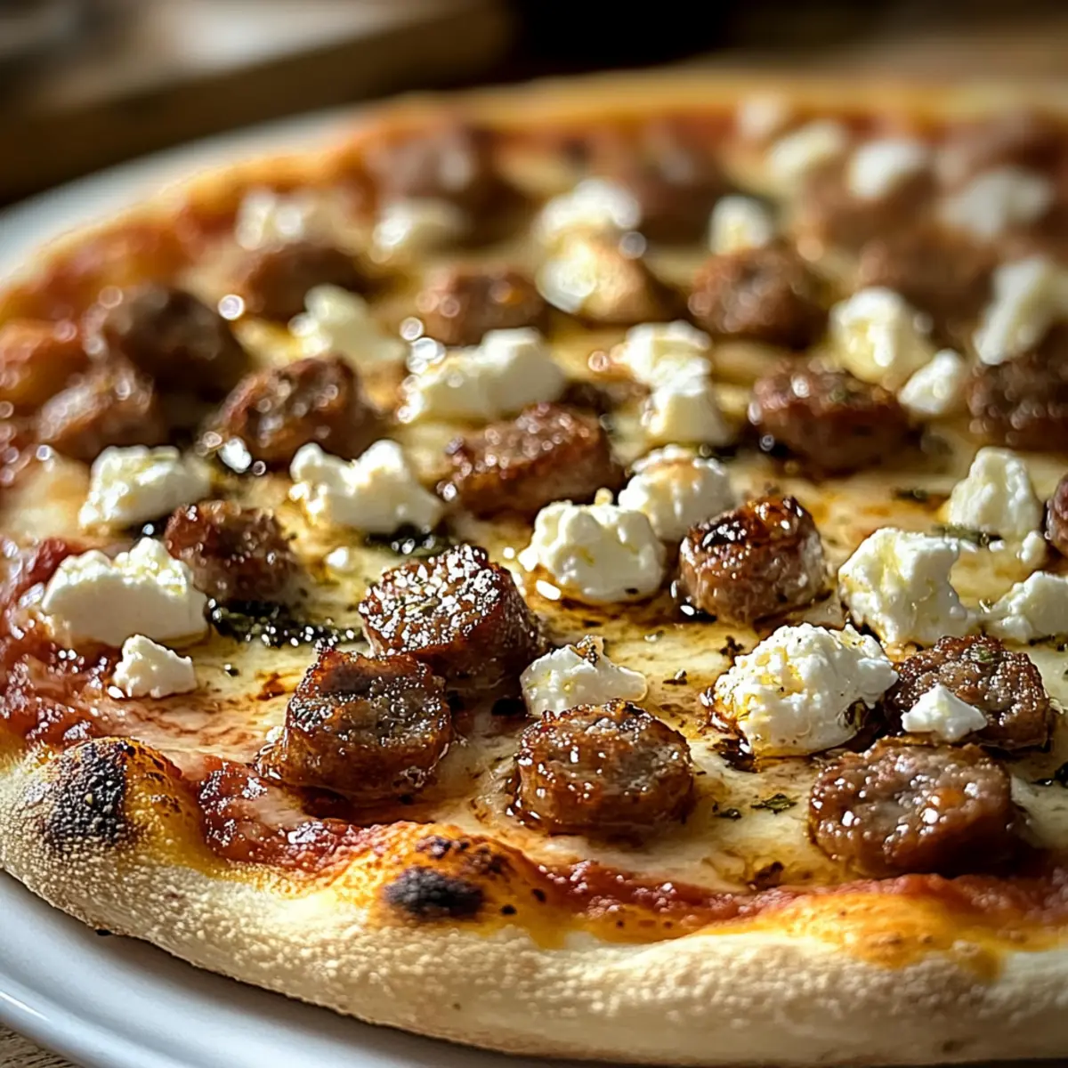 Heiß Wurst Feta Honig Pizza für Gourmetliebhaber