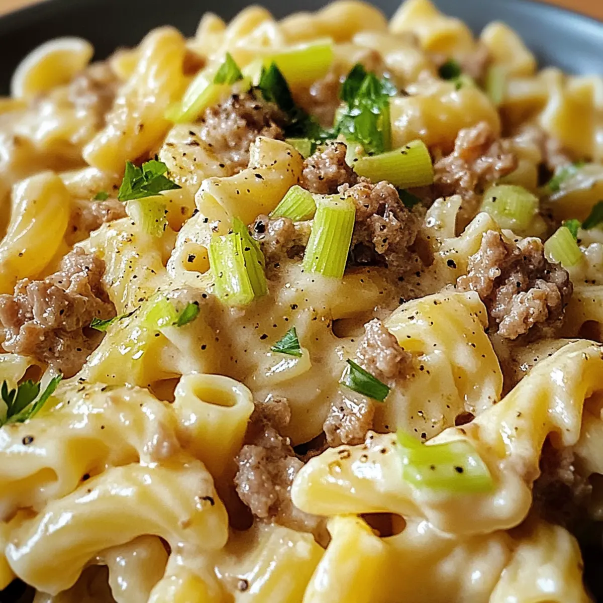 Käse-Lauch Pasta mit Hackfleisch für die ganze Familie