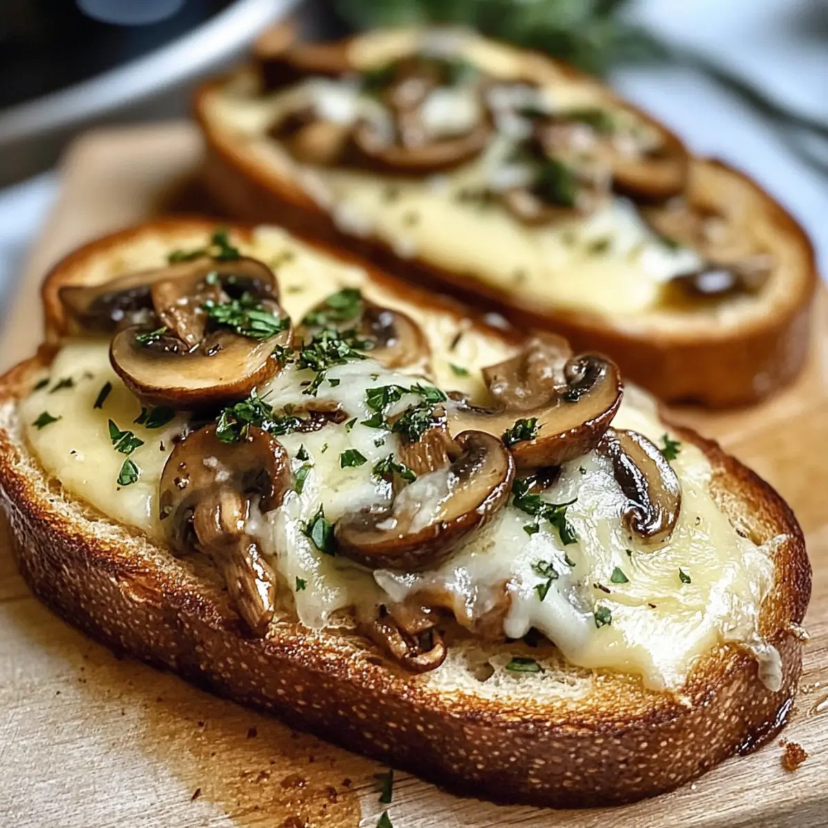 Knusprige Käse-Champignon-Knoblauch-Toasts einfach genießen