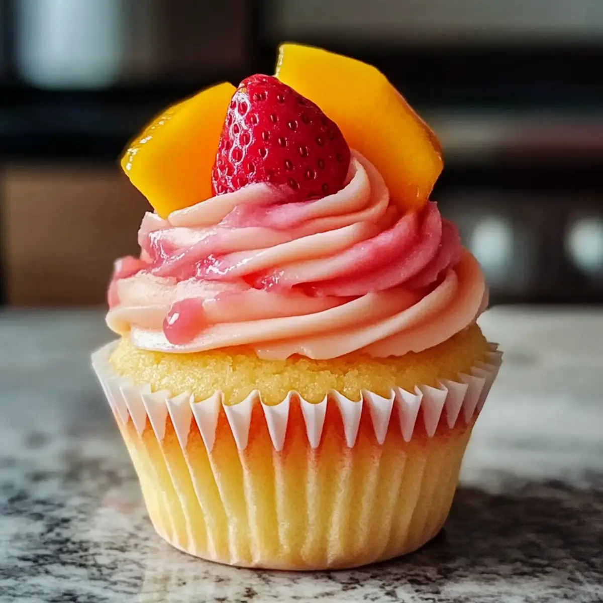 Mango Erdbeer Sonnenuntergang Cupcakes leicht gemacht